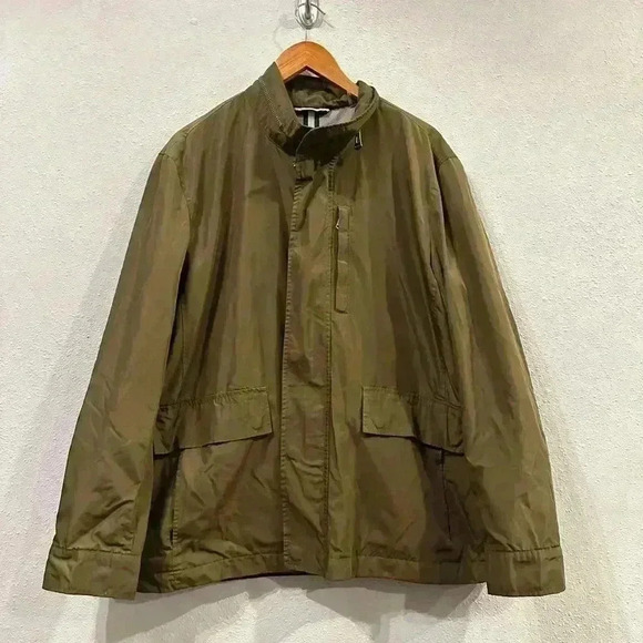$295 Cole Haan Men's Green Snap-Front Mid-weight Packable Coat Jacket Size L - Picture 2 of 12